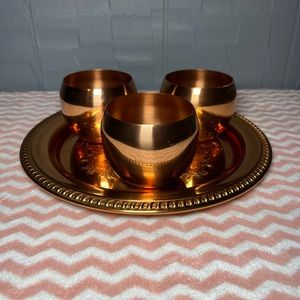 Coppercraft Guild Tray and 3 cups